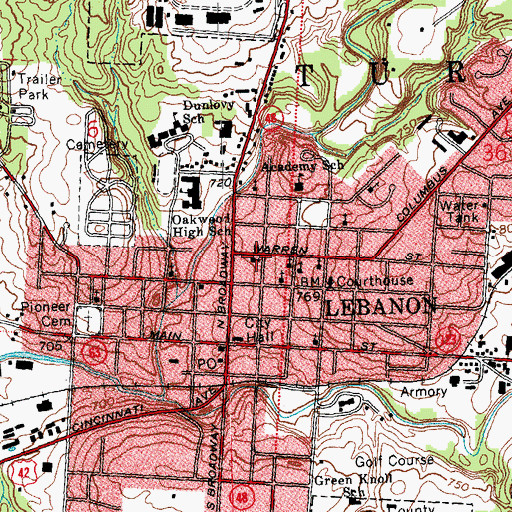 Topographic Map of First Baptist Church, OH