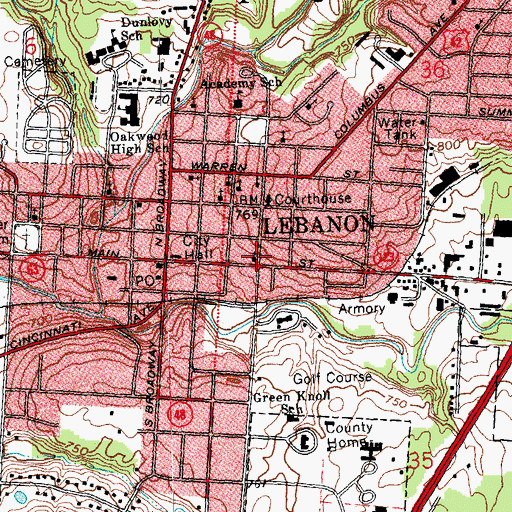 Topographic Map of First Church of God, OH