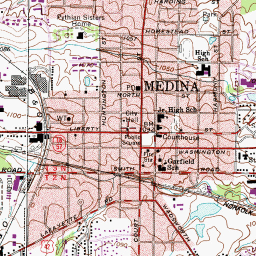 Topographic Map of First Baptist Church, OH