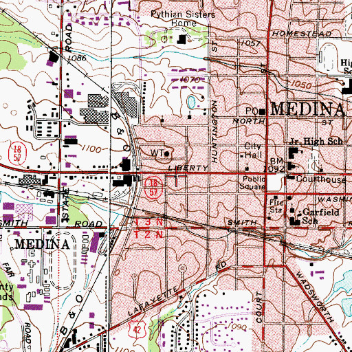 Topographic Map of Saint Francis Xavier Roman Catholic Church, OH