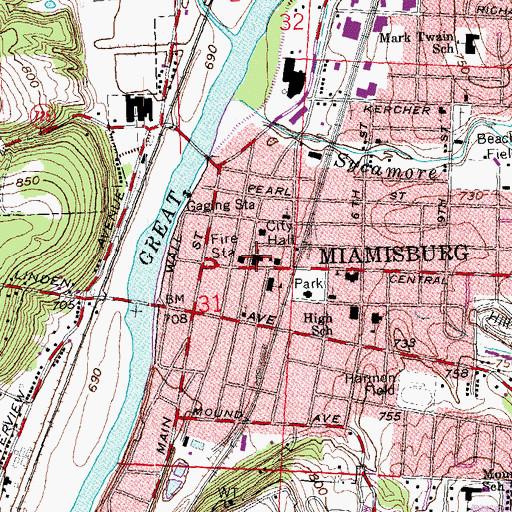 Topographic Map of First Lutheran Church, OH