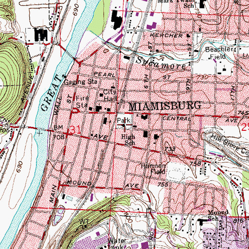 Topographic Map of Miamisburg Branch Library, OH