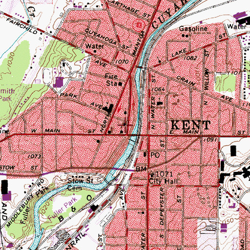 Topographic Map of United Methodist Church of Kent, OH