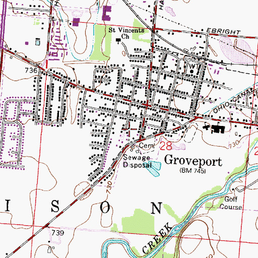 Topographic Map of Church of Christ, OH