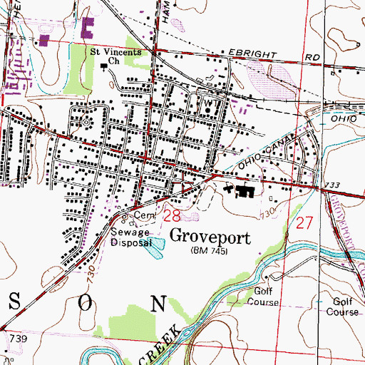 Topographic Map of Groveport City Hall, OH