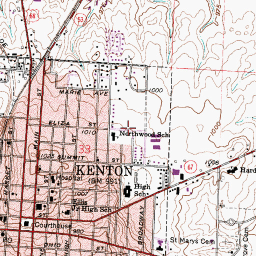 Topographic Map of Our Saviors Lutheran Church, OH
