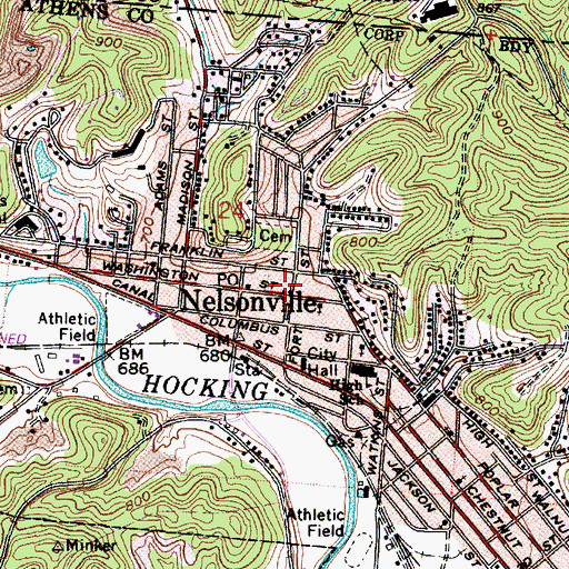 Topographic Map of Central School (historical), OH