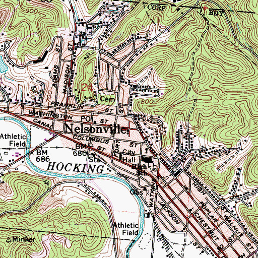 Topographic Map of First Presbyterian Church, OH