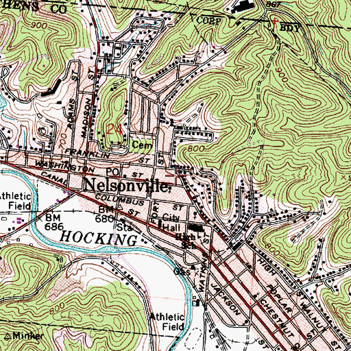 Topographic Map of Saint Andrews Roman Catholic Church, OH