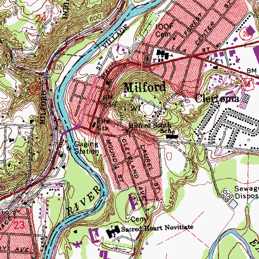 Topographic Map of Church of Christ, OH