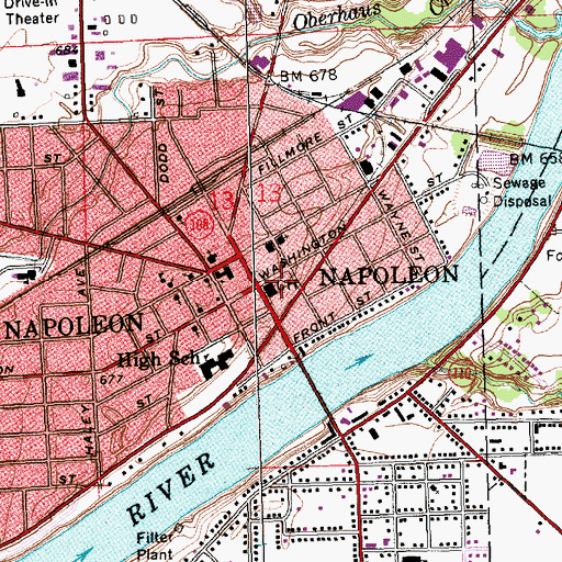 Topographic Map of Henry County Jail, OH