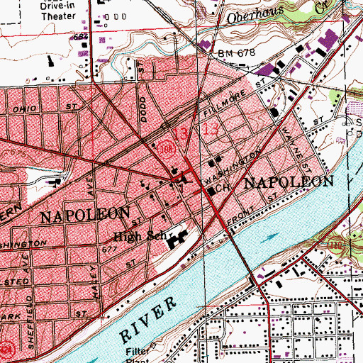 Topographic Map of S M Heller Memorial Hospital, OH