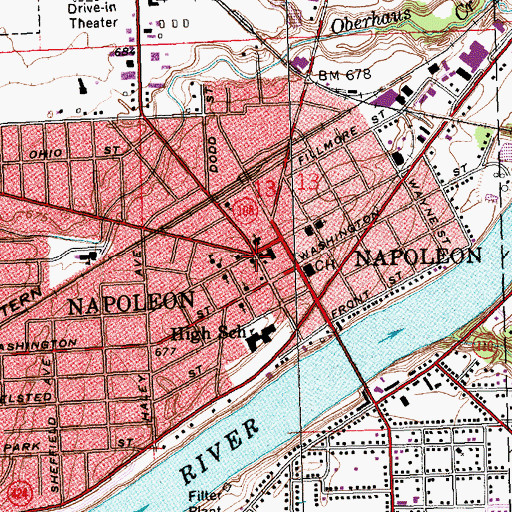 Topographic Map of Saint Johns Episcopal Church, OH