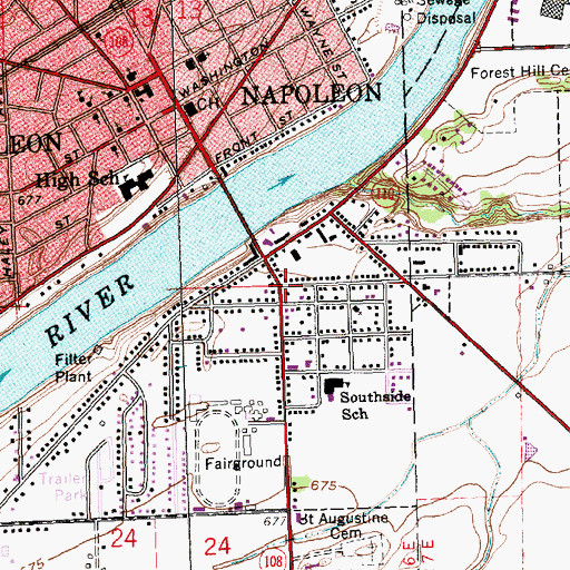 Topographic Map of South Public School (historical), OH
