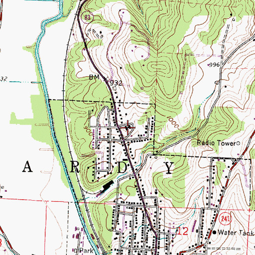 Topographic Map of Pomerene Hospital, OH