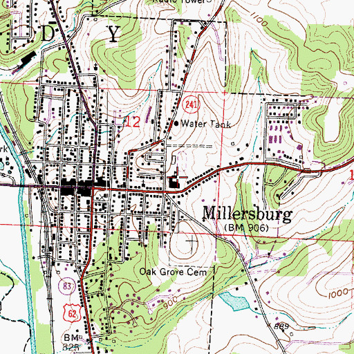 Topographic Map of Millersburg High School (historical), OH