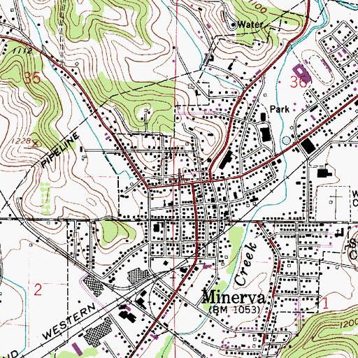 Topographic Map of Church of Christ, OH
