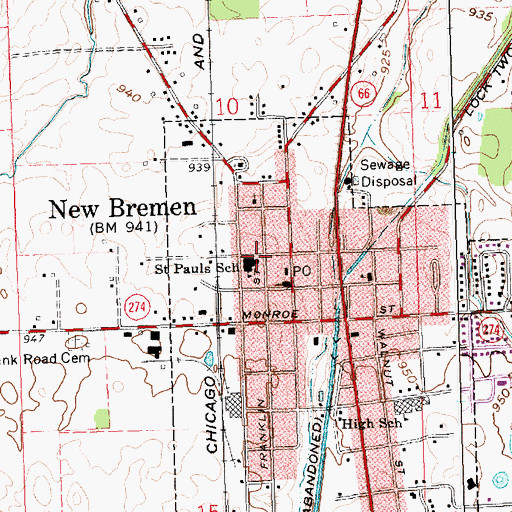 Topographic Map of Saint Paul Lutheran Church, OH