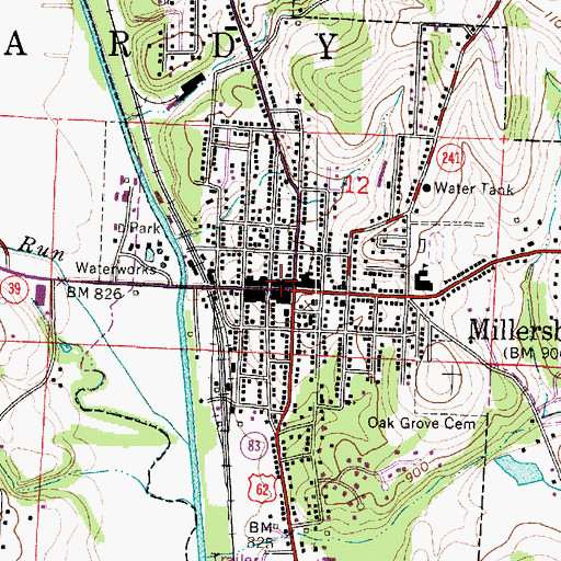 Topographic Map of Holmes County District Public Library, OH