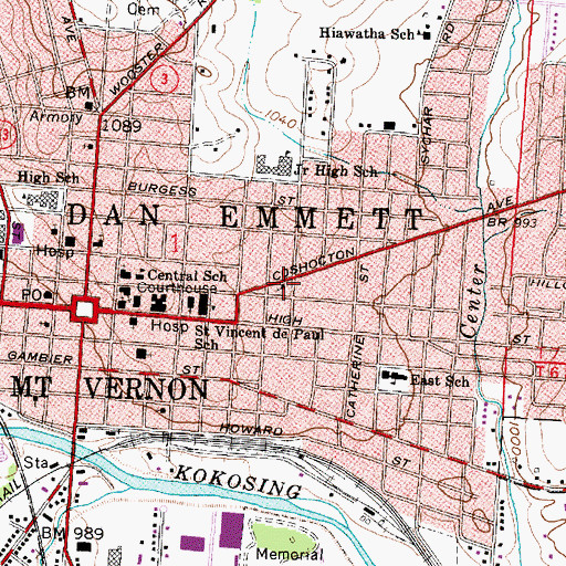 Topographic Map of Church of the Nazarene, OH
