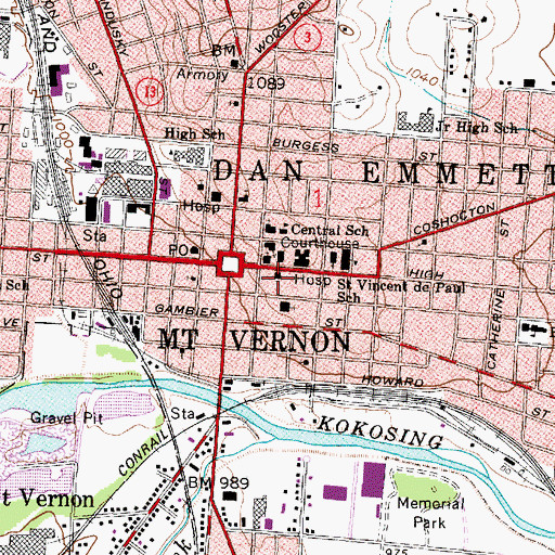 Topographic Map of First Baptist Church, OH