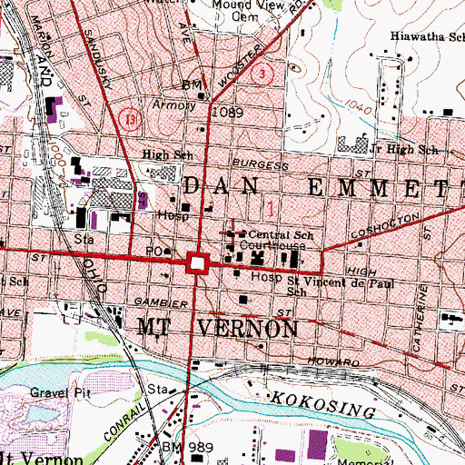 Topographic Map of First Presbyterian Church, OH