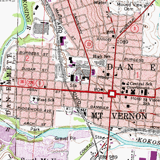 Topographic Map of Fourth Ward School (historical), OH