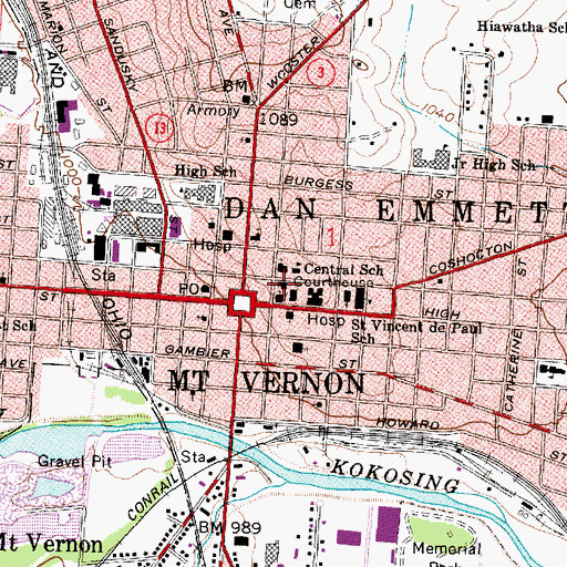 Topographic Map of Gay Street Methodist Church, OH