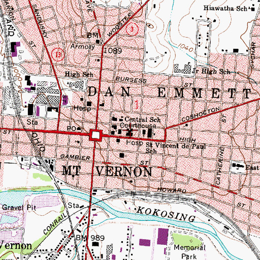 Topographic Map of Mercy Hospital, OH