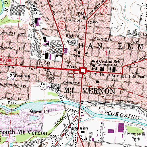 Topographic Map of Mount Calvary Baptist Church, OH
