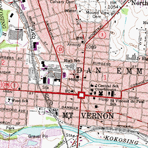 Topographic Map of Mulberry Methodist Church, OH