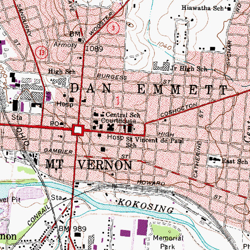 Topographic Map of Saint Vincent De Paul Roman Catholic Church, OH