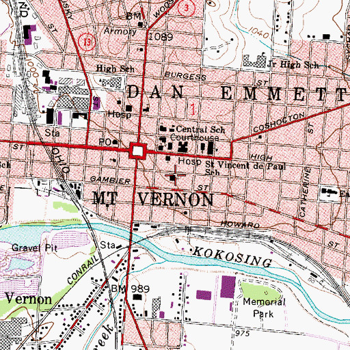 Topographic Map of Vine Street Church of Christ, OH