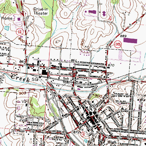 Topographic Map of Monument Park, OH