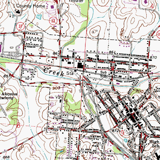 Topographic Map of Oxawoosie Creek, OH