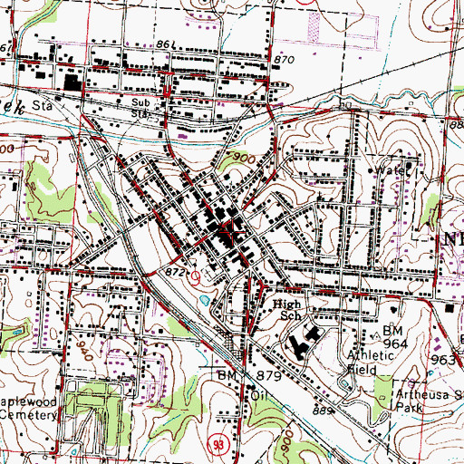 Topographic Map of Perry County District Library, OH