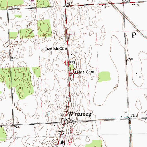 Topographic Map of Aetna Cemetery, OH