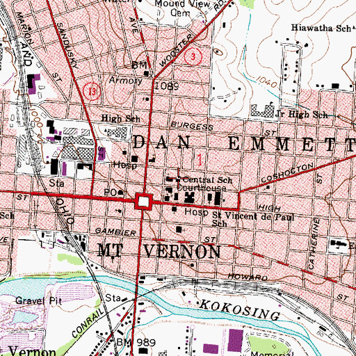 Topographic Map of Central School, OH