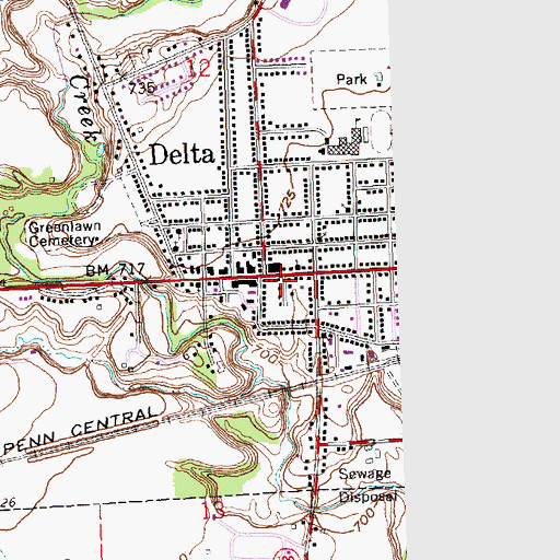 Topographic Map of Delta, OH