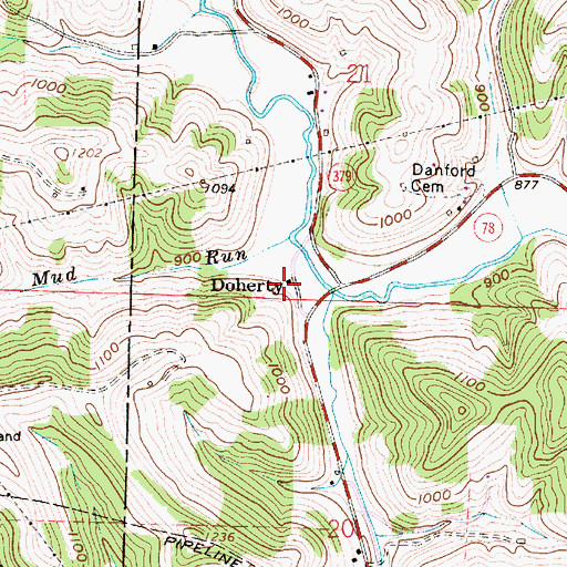 Topographic Map of Doherty, OH