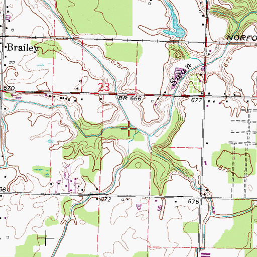 Topographic Map of Fewless Creek, OH