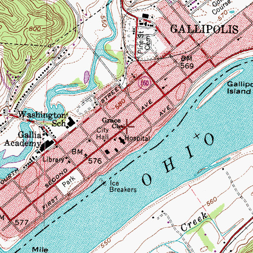 Topographic Map of Grace United Methodist Church, OH