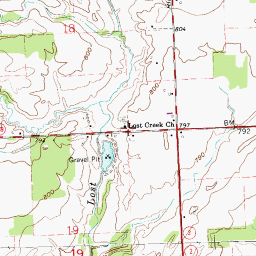 Topographic Map of Lost Creek Mennonite Church, OH