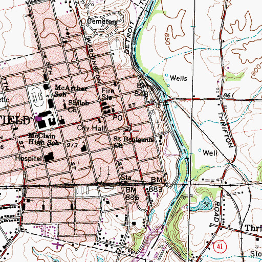 Topographic Map of Saint Benignus Church, OH