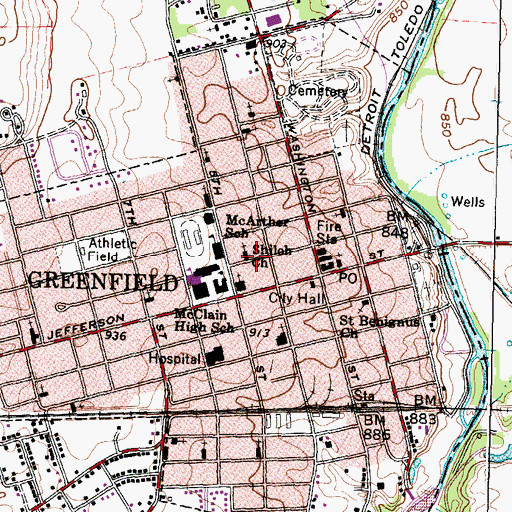 Topographic Map of Shiloh Baptist Church, OH