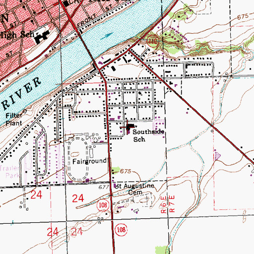Topographic Map of Southside School, OH