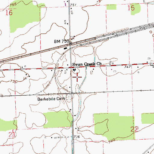Topographic Map of Swan Creek Church of the Brethren, OH