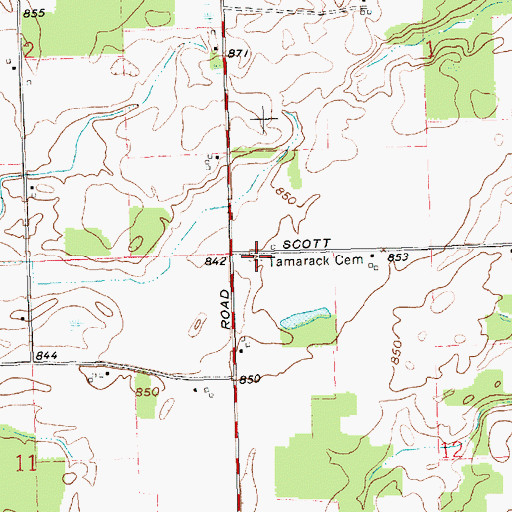 Topographic Map of Tamarack Cemetery, OH