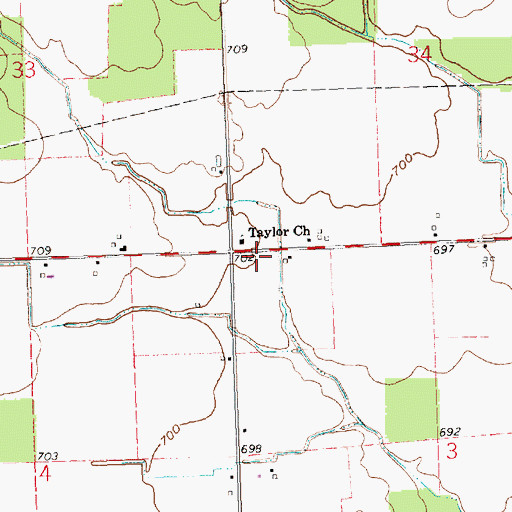 Topographic Map of Taylor United Methodist Church (historical), OH