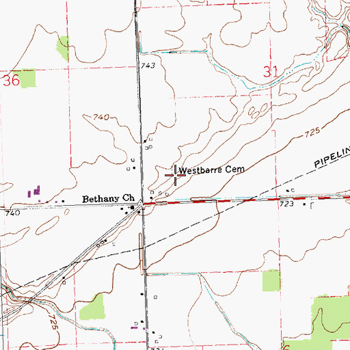 Topographic Map of Westbarre Cemetery, OH